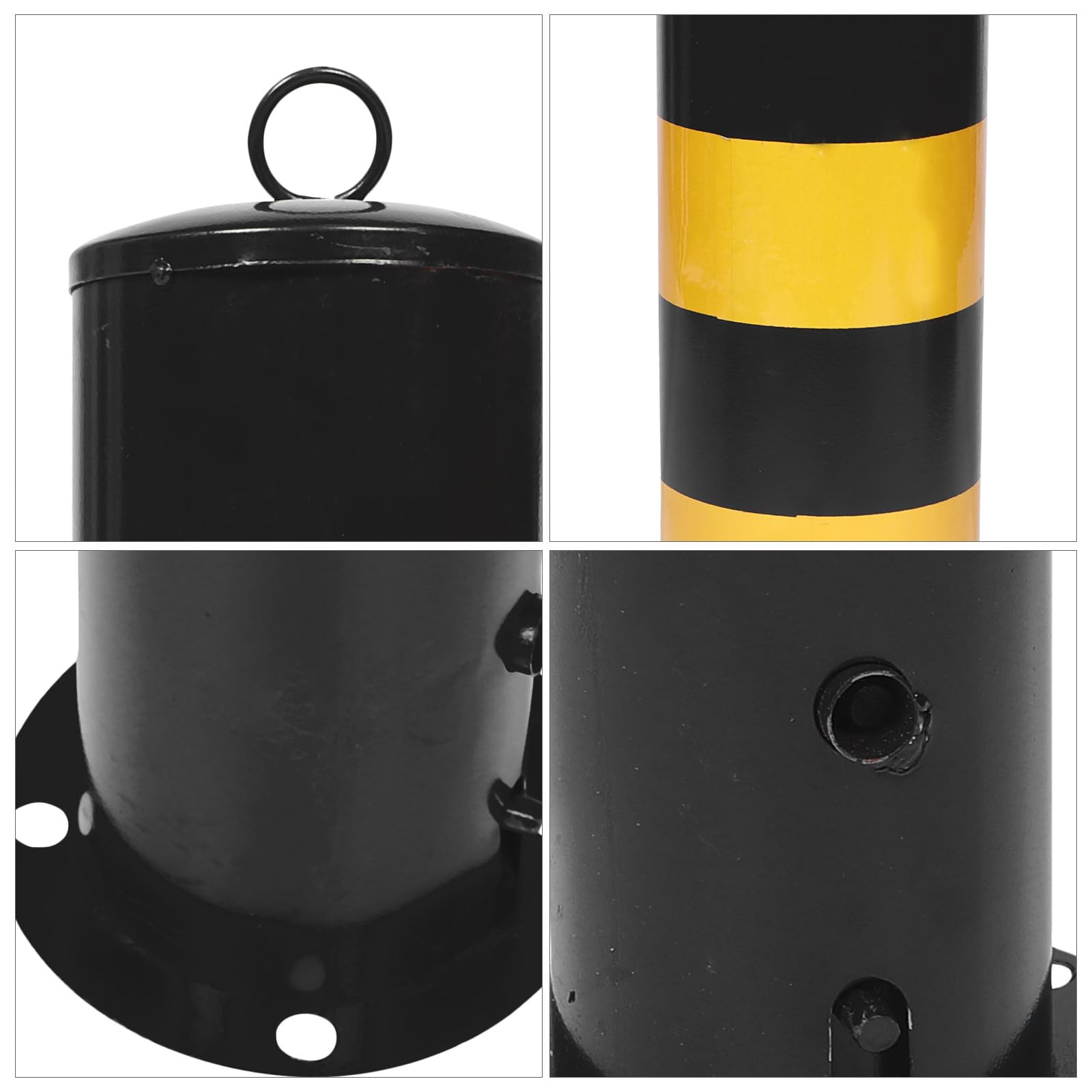 Genérico Barrera de Seguridad para Aparcamiento de Acero Reforzado 50 Cm Señalización Negro y Amarillo, Poste Fijo Anticolisión para Control de Acceso y Delimitación Vial Industrial