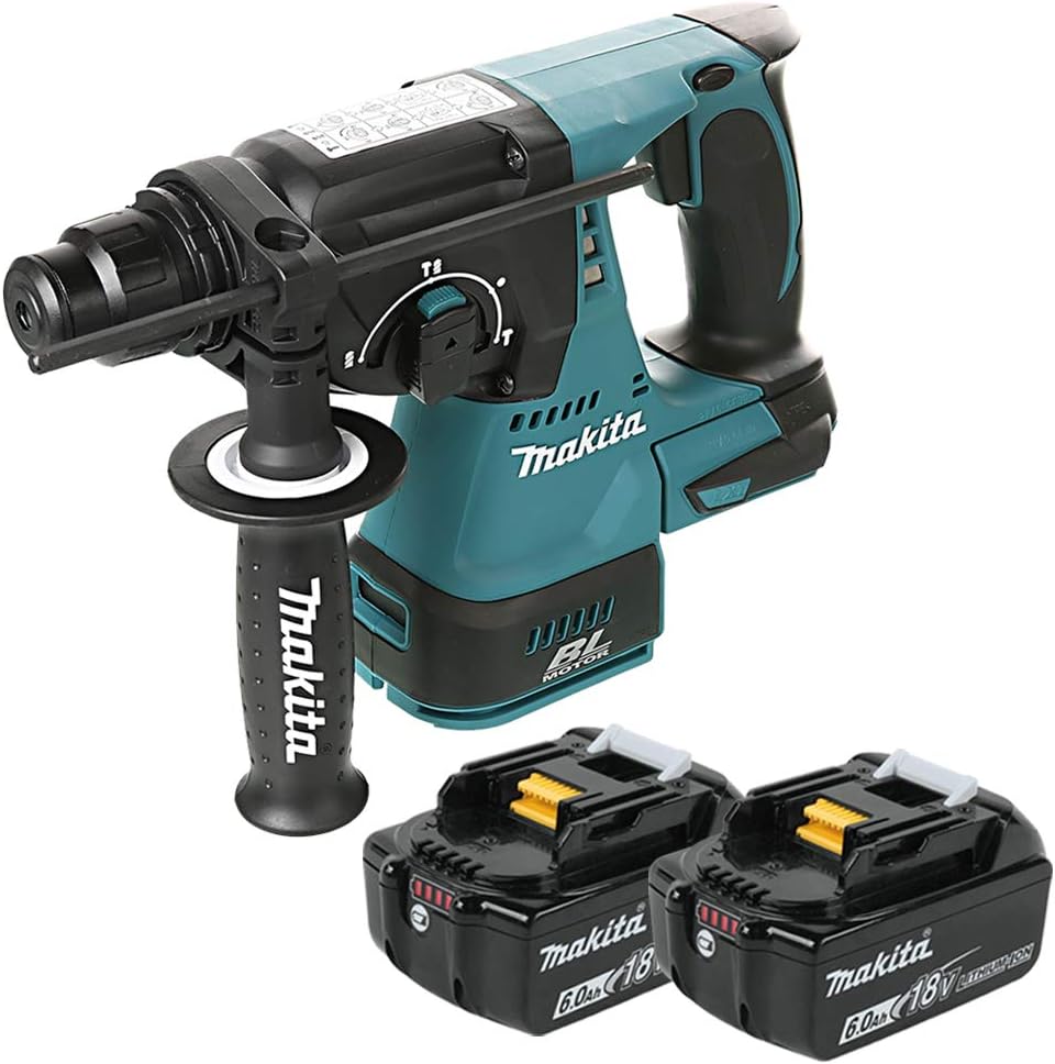 Makita DHR242 18v Brushless SDS+ Rotary Hammer Drill with 2 x 6.0Ah Batteries