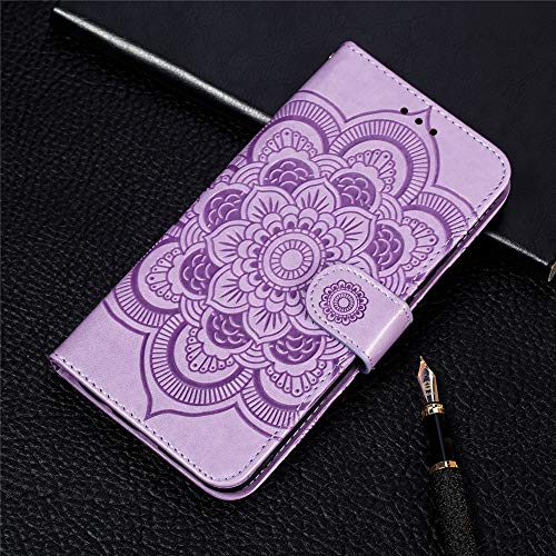 Cotdinforca Samsung Galaxy A50 Wallet Case, Slim Premium Pu Flip Cover Mandala Embossed Full Body Protection With Card Holder Magnetic Closure Case For Samsung Galaxy A50 Mandala Purple Ld #TOP5