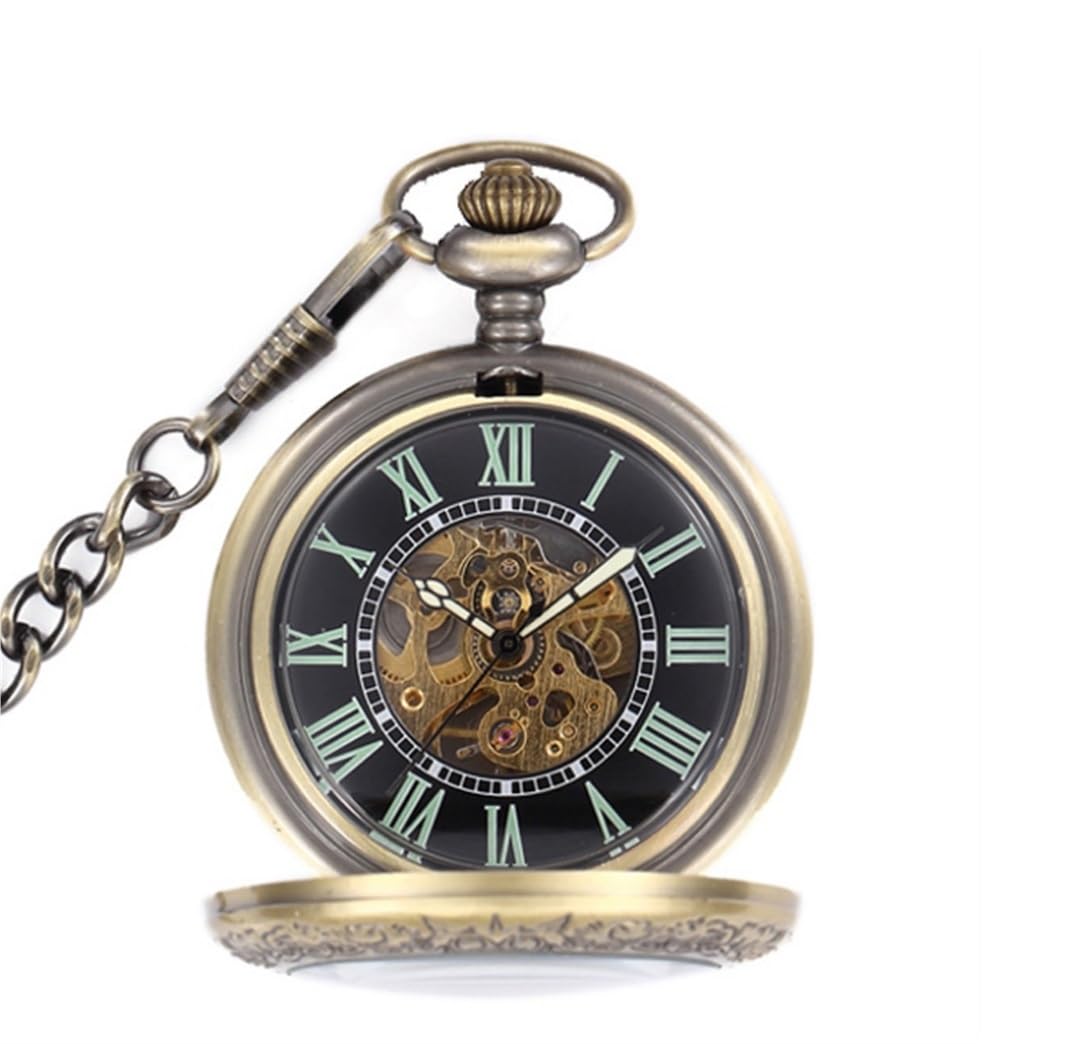 Zegarki Kieszonkowe Mechaniczny Zegarek Kieszonkowy Skeleton Luminous Zegarek Kieszonkowy Z Łańcuszkiem Prosty Retro Zegarki Kieszonkowe Męskie