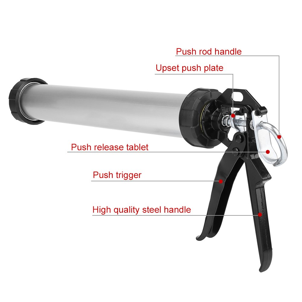 Prasa do nabojów 600 ml, aluminiowy pistolet silikonowy, ergonomiczny pistolet z dyszami 600 ml