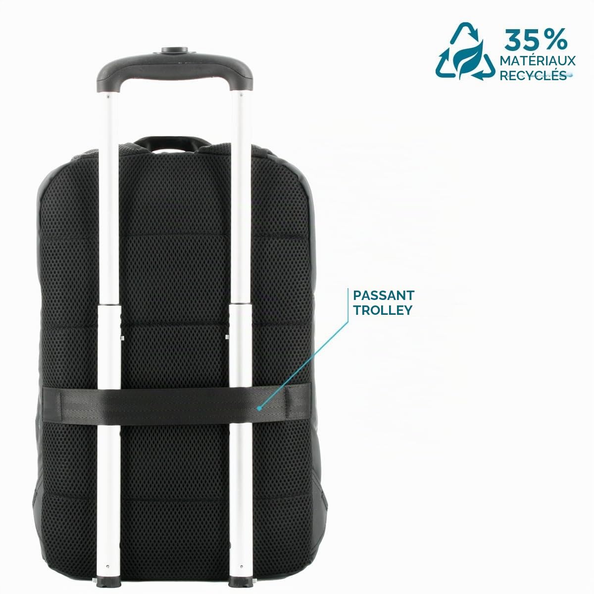 MOBILIS Sac à Dos pour Ordinateur Portable 14-17" PC 15.6", Fabriqué de Matériaux Recyclés Certifiés GRS, Matière Étanche, Fond Renforcé, Bretelles Ergonomiques, Grande Capacité de Chargement, Noir