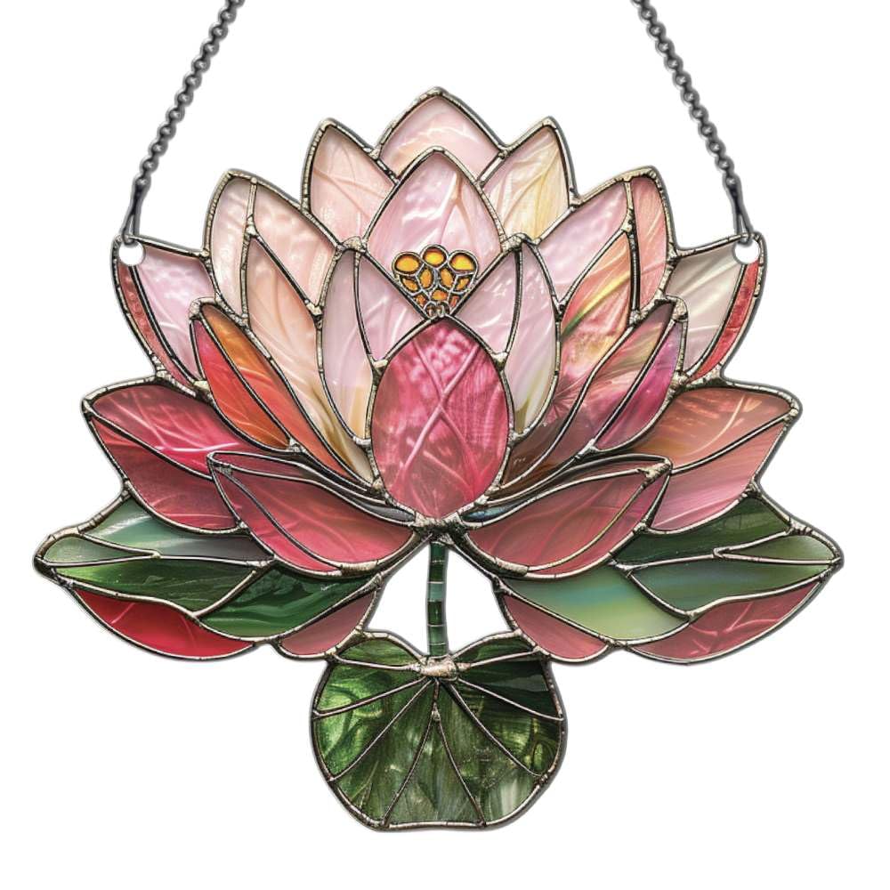 Lotus Ornament Acrylic Window Hanging, Gift for Flower Lovers, Home Wall Room Hanging Decor, Christmas Decorations