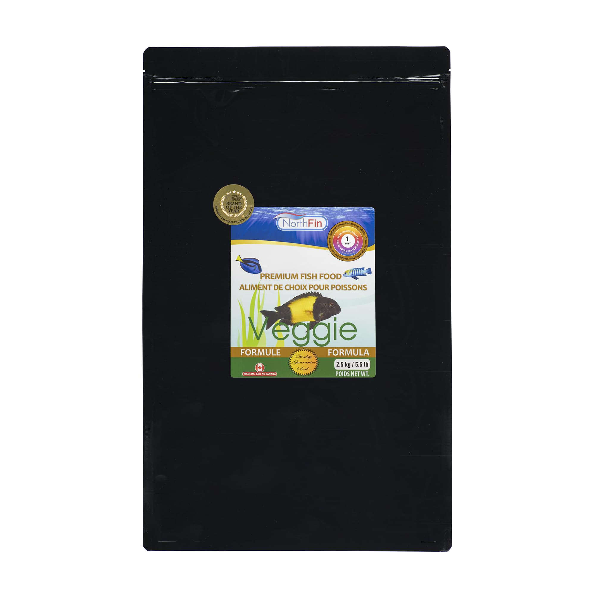 Northfin Veggie Fish Food Formula – Slow Sinking Pellets for Herbivorous Fish (1mm, 2.5kg) | Premium Organic Kelp-Based Diet with Spirulina &