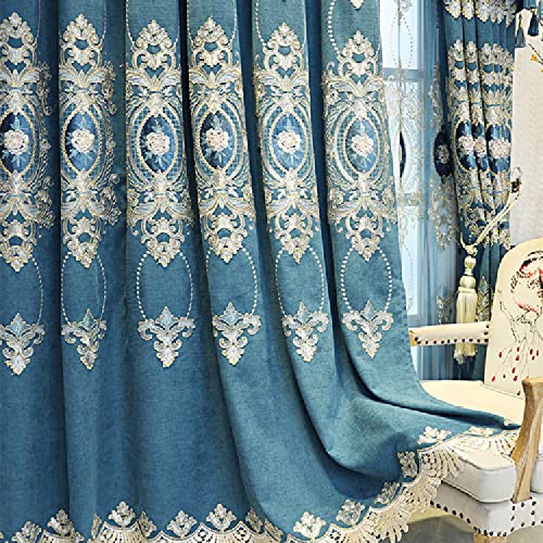 Amidoudou Rideaux Tulle Brodé Luxe 3D Fleur Dorée - 1 Paire Blanc 167x243 Cm Pour Salon, Chambre & Mariage
