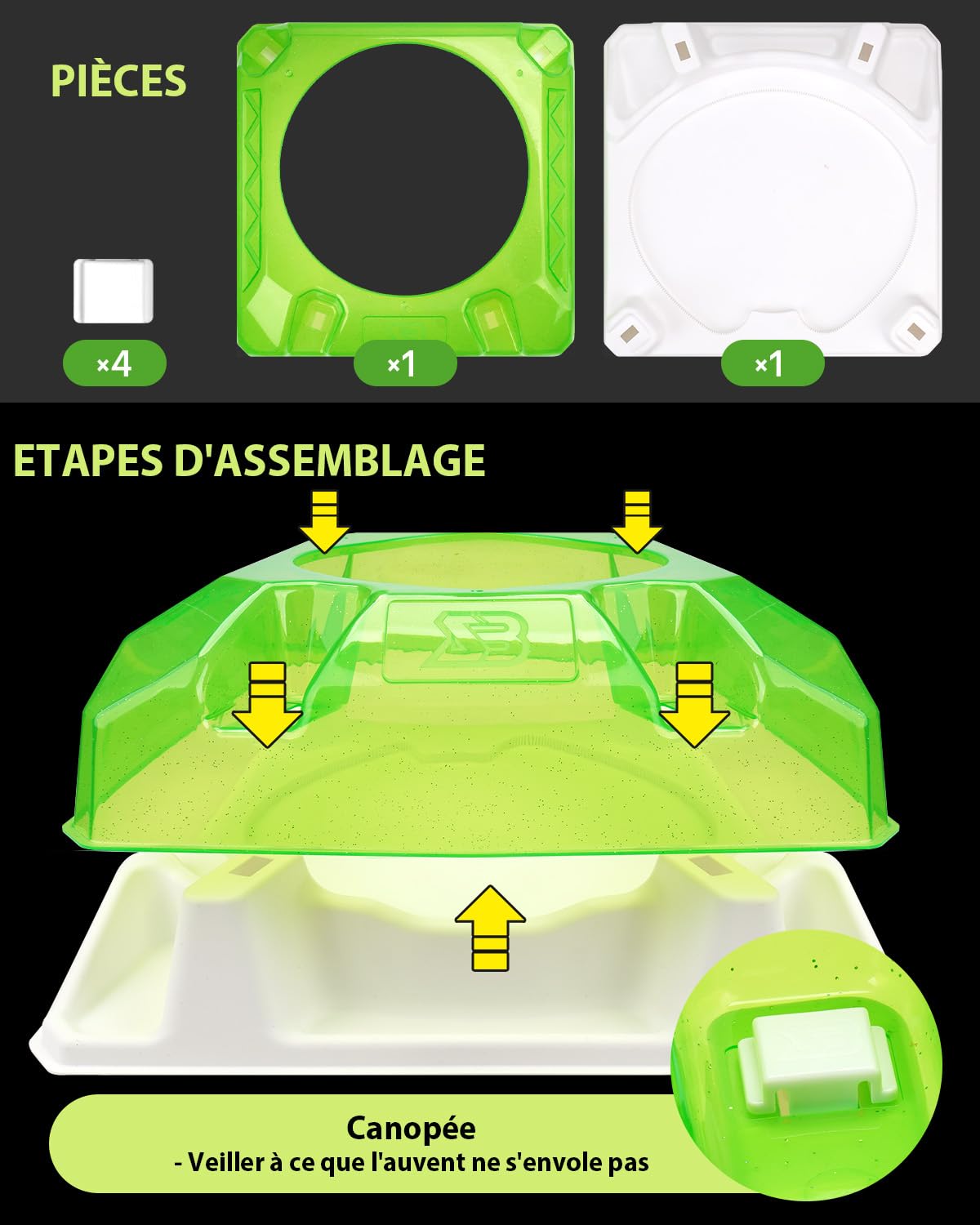 DEZAWRTY X Stadium Arena Set - 6 toupies de Combat, 2 lanceurs et 1 Xtreme Arena avec X-Celeration Rail, arène de Combat Battle pour Enfants à partir de 6 Ans, Jouets de Combat pour garçons,Blanc