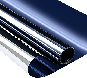 Niviy One Way Window Film Daytime Privacy Mirror Effect Reflective Window Tint for Home Self Adhesive UV Sun Blocking Heat Control Glass Door Films 23.6 x 78.7 inches Blue Silver