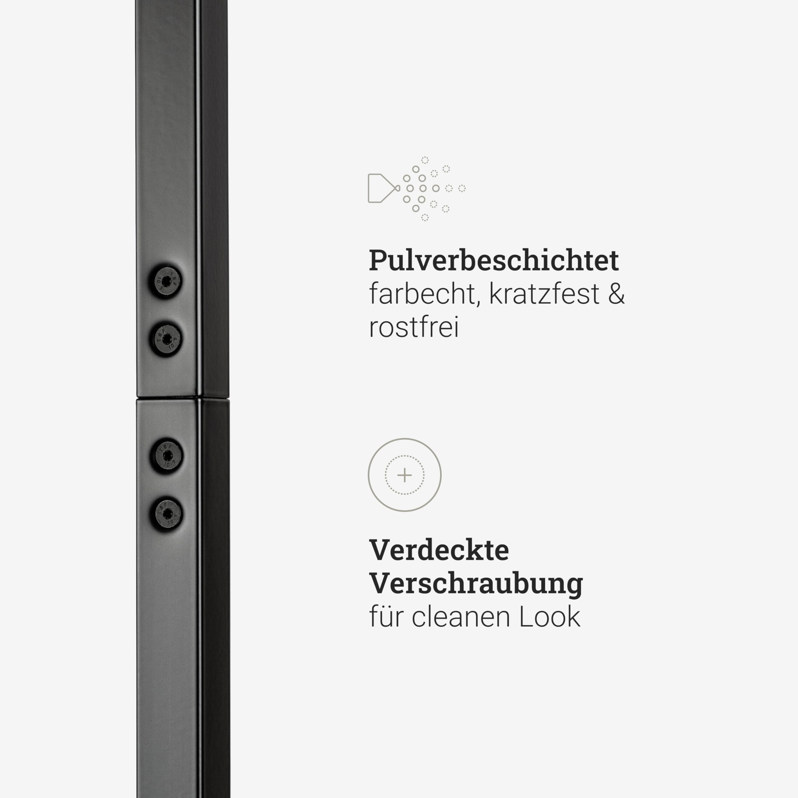 Natural Goods Berlin Kleiderständer BASIS (Schwarz, 100 cm) - Kleiderstange aus stabilem Metall - Freistehende Garderobenstange für Schlafzimmer, Wohnzimmer & Büro