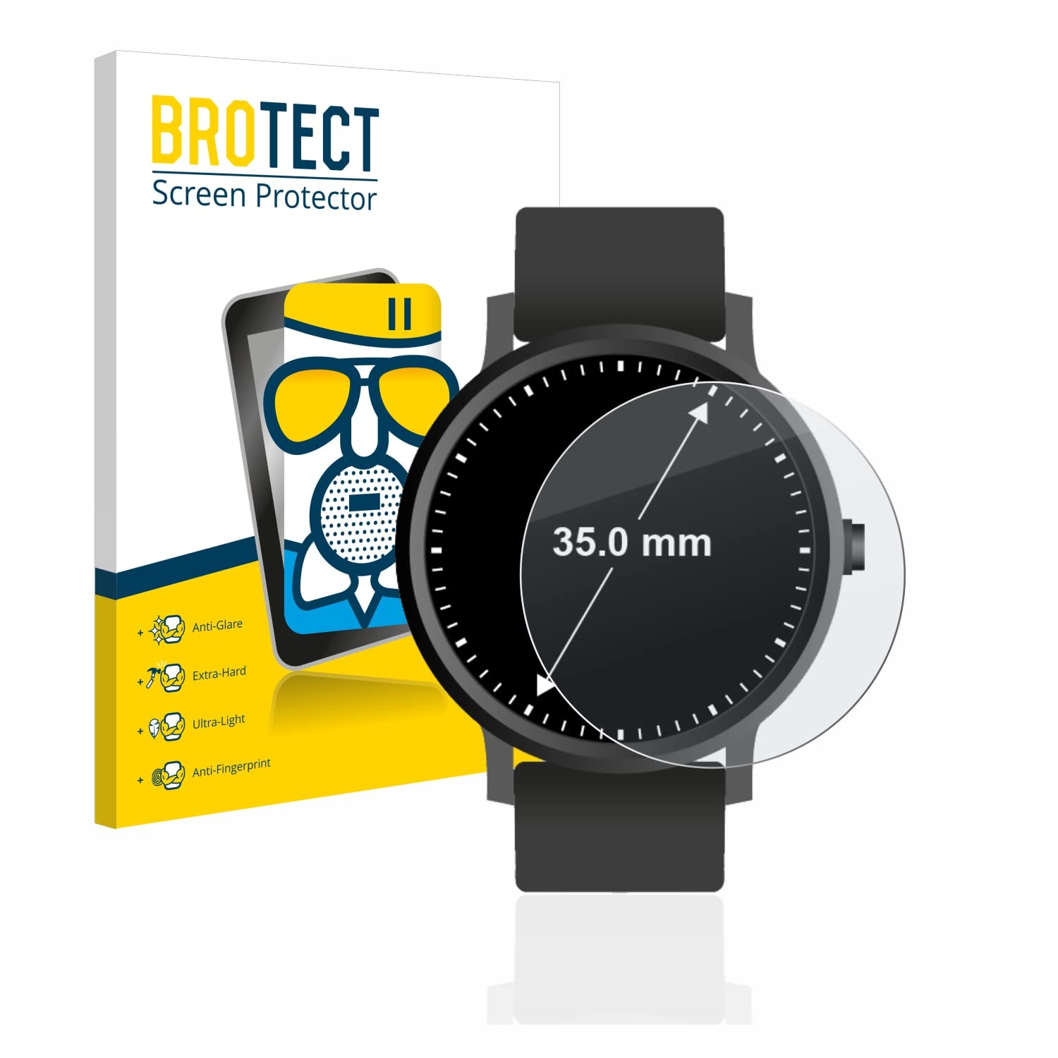 brotect Pellicola Vetro Opaca per Orologi (Circolare, ø