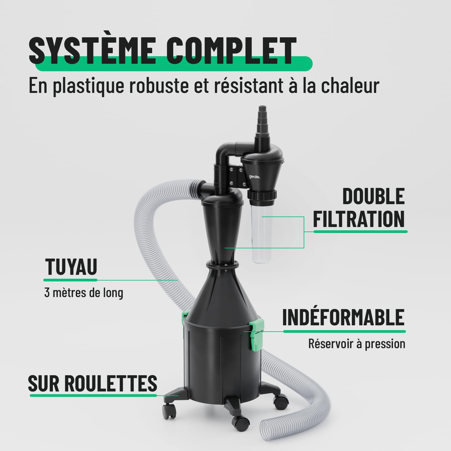greate Cyclone aspirateur Bois 2 étages avec réservoir 17 litres - Aspiration cyclonique Atelier Mobile ou Fixe - Séparateur poussière kit cyclonique - Dust Commander - aspirateur Cyclone copeaux