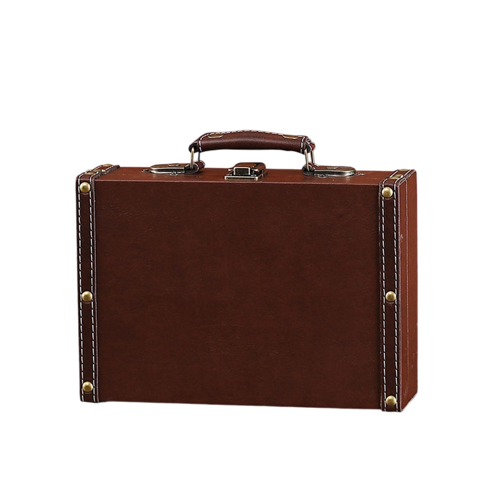 Jazuaiao Antique European Styles Handheld Storage Box Sturdy Travel Leather Case Portable for Clothing and Books Organization Multipurpose Travel Box