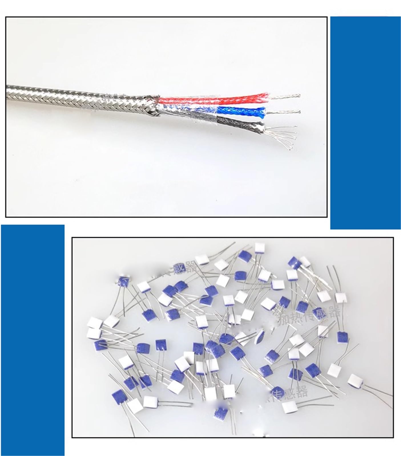 Sensor de Temperatura de Parche de medición de Superficie Pegado de Acero Inoxidable PT100K | Cable blindado de 1-20 m Resistencia térmica de 3 hilos(PT100 Type Cable 13m)