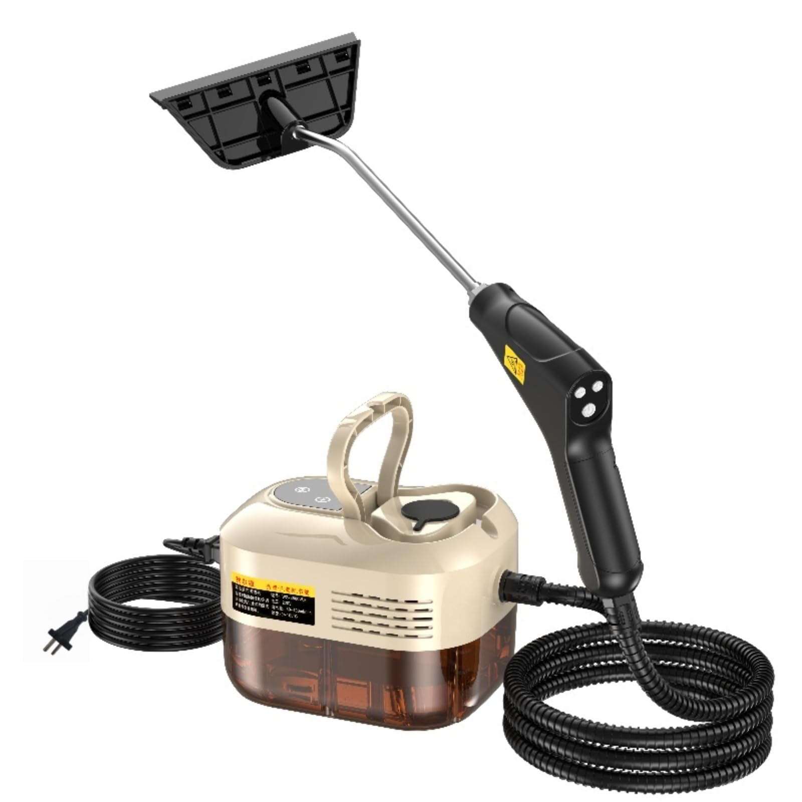 2500W Hand-Dampfreiniger mit 15s Schnellaufheizung & 6 Stufen, tragbarer Hochdruck-Dampfreiniger für Böden & Küche, Multi-Oberflächen-Dampfgerät (cream)