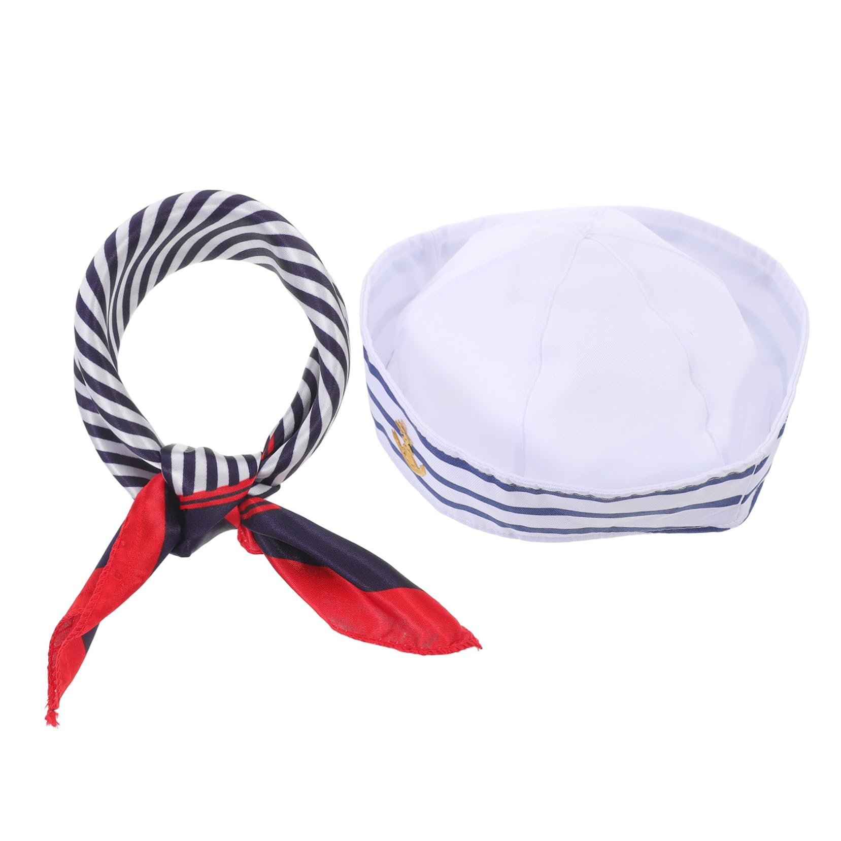 OFFSCH Unique Yacht Captain Cap Scarf Sailor Hat and Scarf Set for Cosplay Dress up