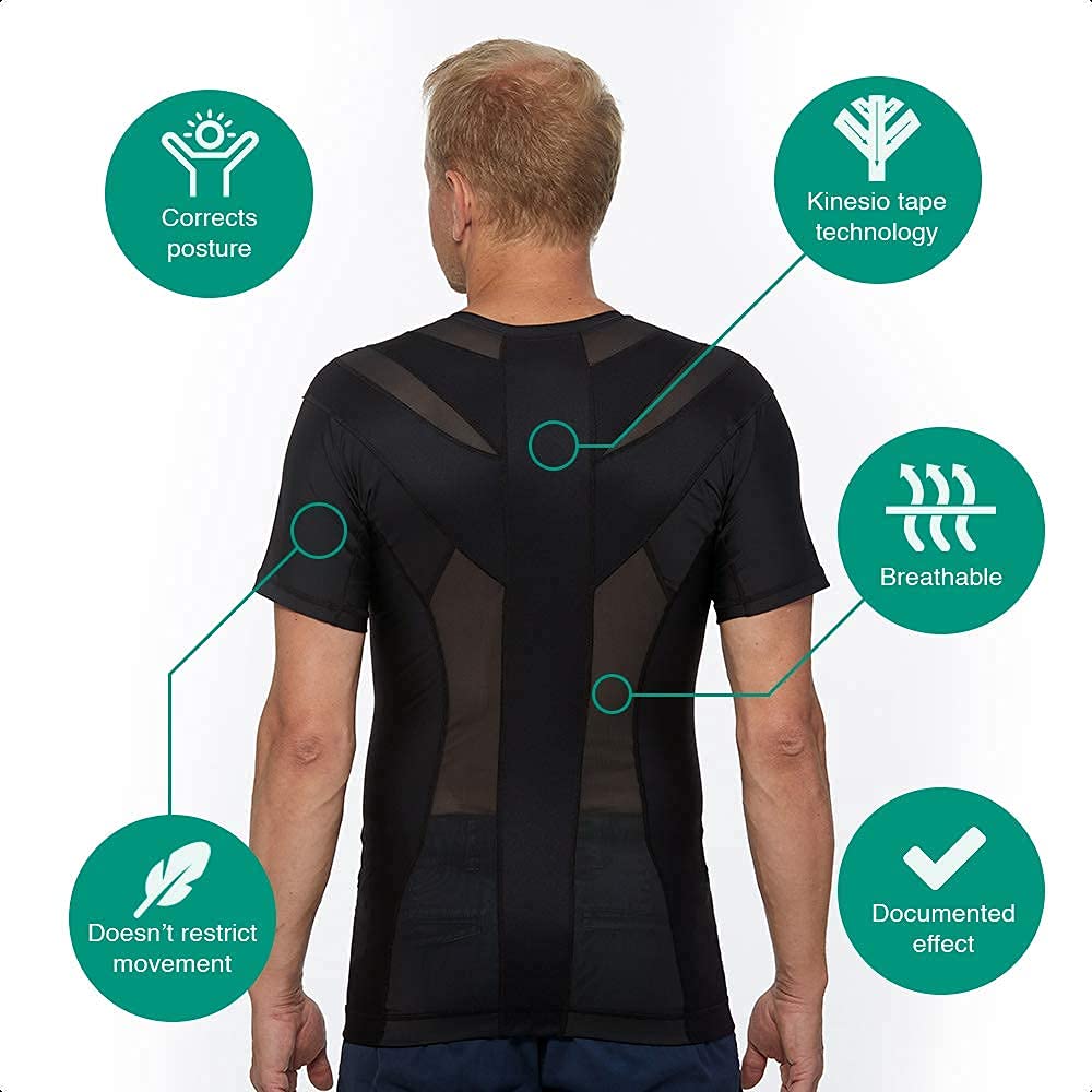Anodyne Correcteur de Posture du Dos et Épaules Hommes T-Shirt Noir S