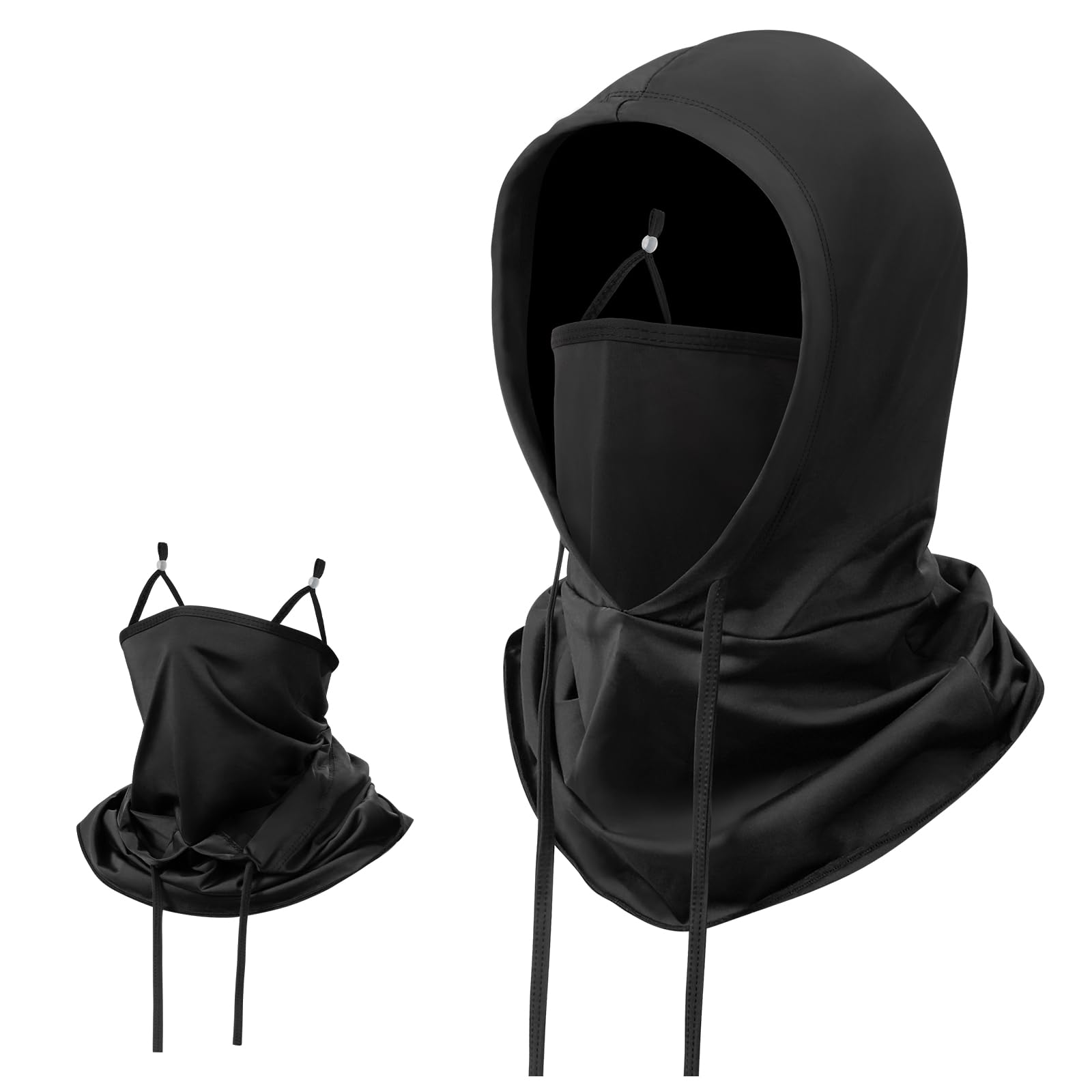 3 in 1 Multifunctional Full Face Cover Ski Mask Balaclava Unisex Hood Drawstring Cap Neck Gaiter for Outdoor