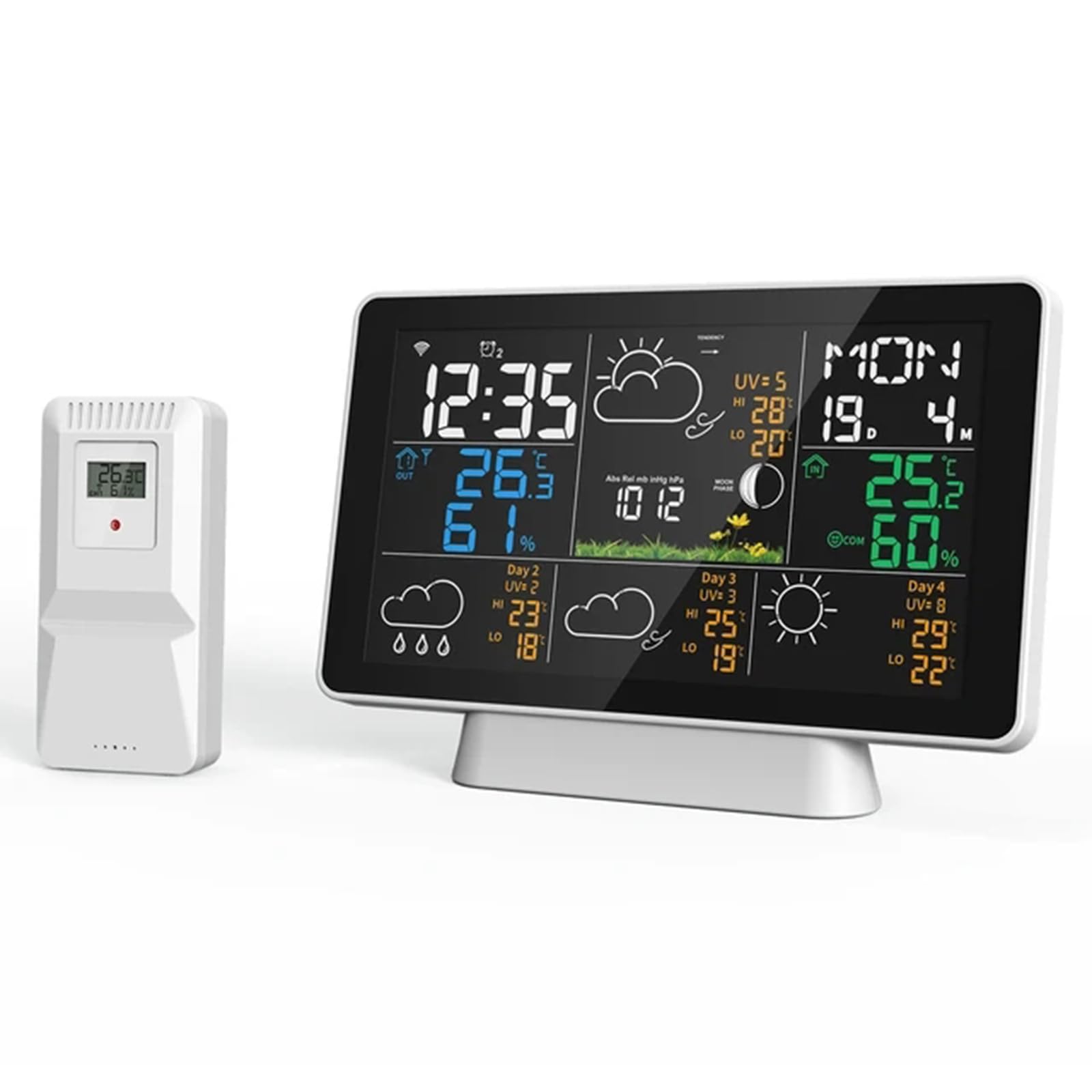 Estación meteorológica Inteligente WiFi con Control remoto y sensores de la aplicación Tuya, termómetro de Temperatura Interior y Exterior, medidor de Lluvia y Viento, barométrico,