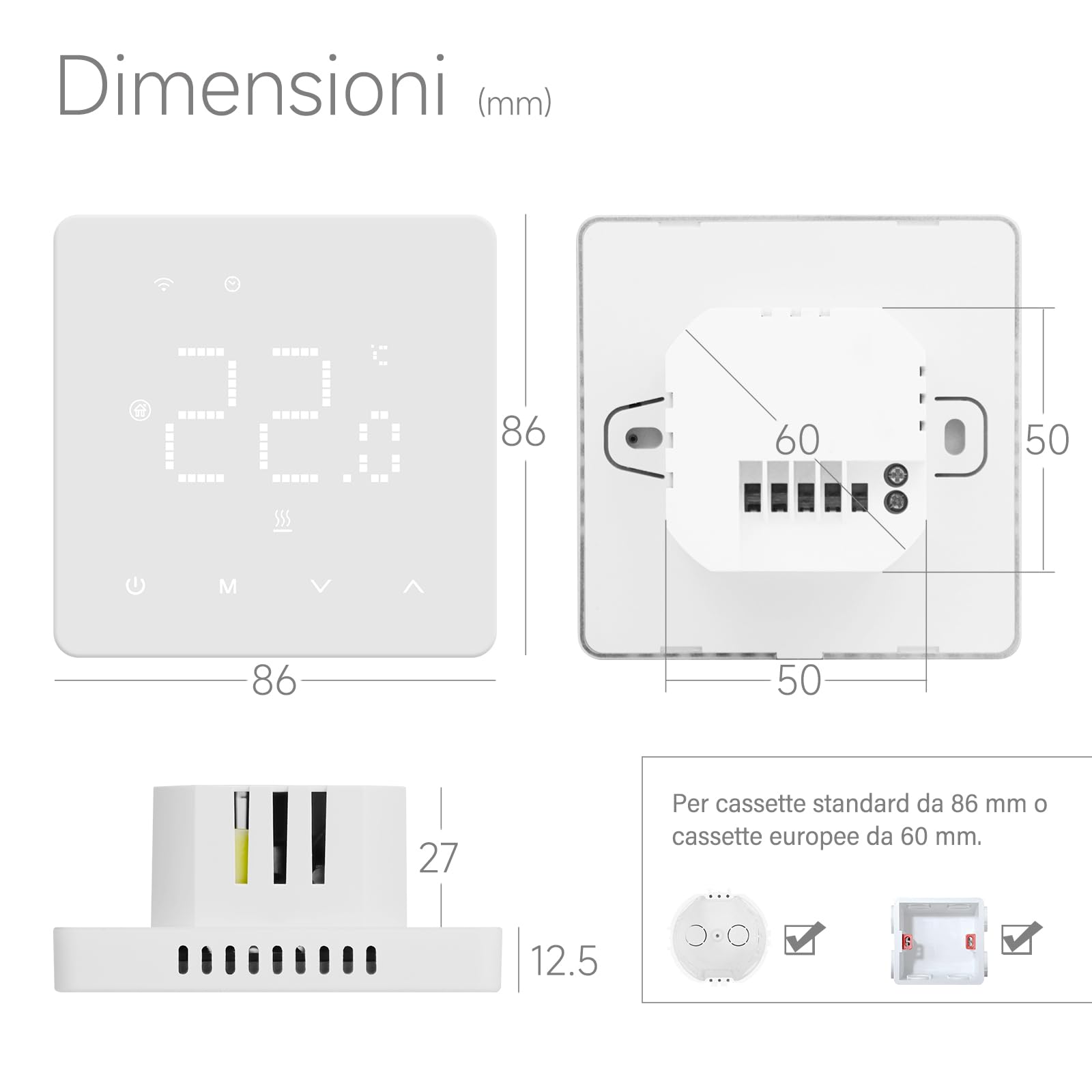 Termostato wifi caldaia a gas,Cronotermostato programmabile settimanale intelligente，termostato controllo con Tuya samrt compatibile con Google Assistant e Alxe,Termostato ambiente digitale TGM-50WPB