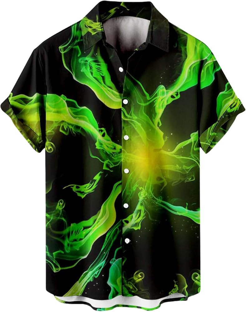 King Kameha Funky Camicia Hawaiana, Manica Corta, Maori Chest, Verde Petrolio, S - Foto 6