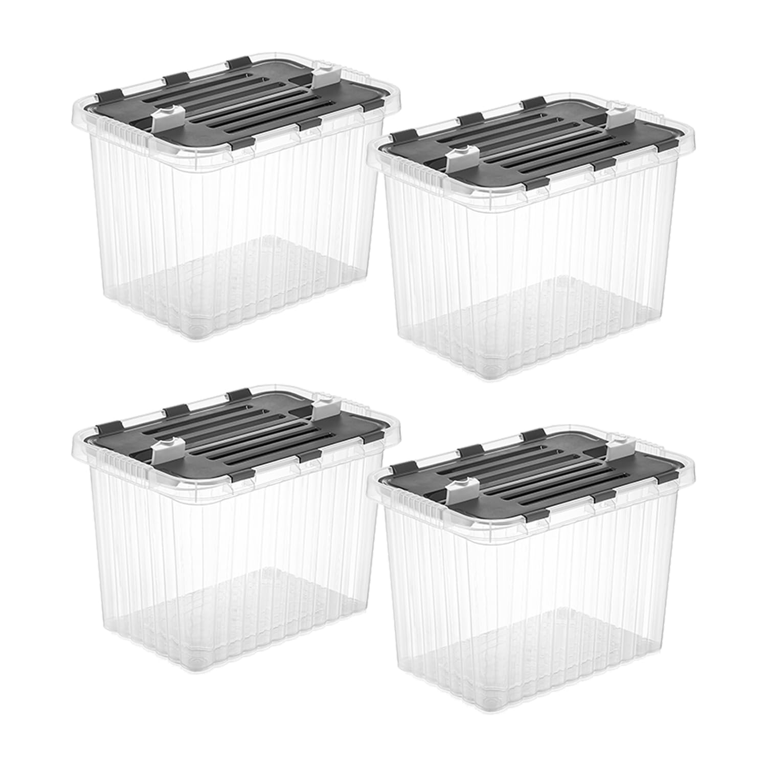 Superio 26 L Deep Storage Container with Hinged Lid 27.5 Quart (4 Pack)