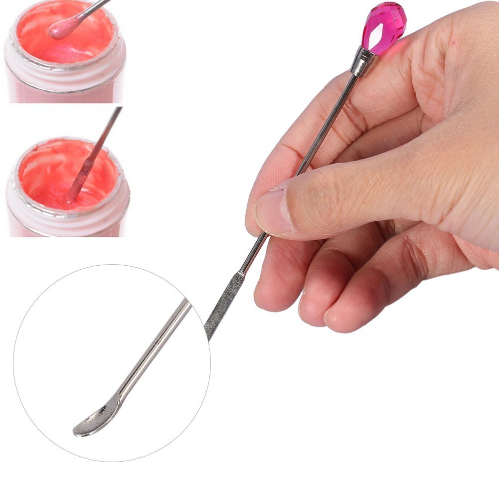 Nail Mix Spoon Stick Tool Set, 2 pcs Nail Spatula Picker Spoon Set Acrylic Gel Powder Mix Stick Stirring Rod Manicure Tool Nail Mix Spoon Stick Set for Professional Nail