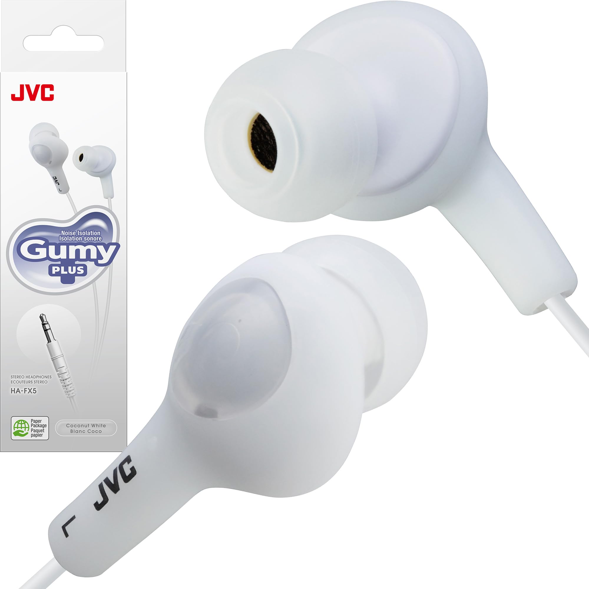 JVC HAFX5W Gumy Plus Inner Ear Headphones (White)