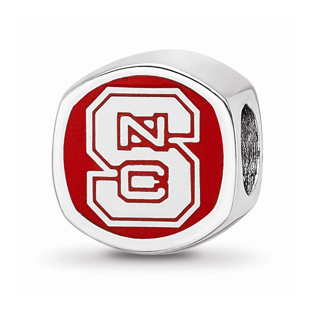 LogoArt Logo Art Sterling Silver North Carolina State U Cushion Shaped Logo Bead