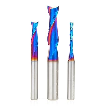 Amana Tool AMS-236-K 3-Pc Up-Cut Solid Carbide Spiral Spektra Extreme Tool Life Coated Router Bit Pack