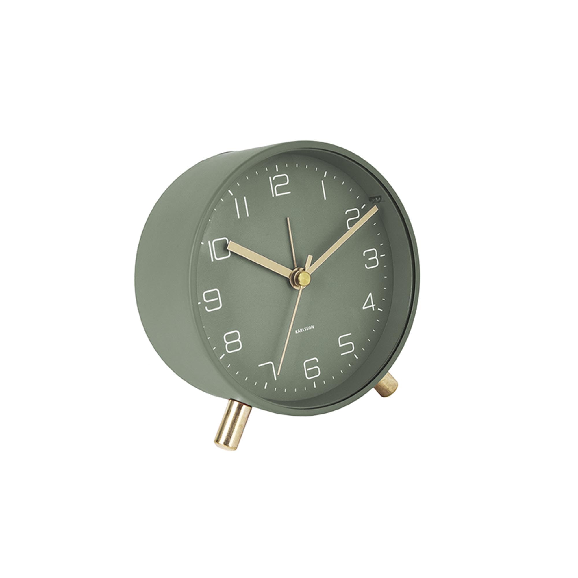 Karlsson - Alarm Clock Lofty Metal Matt Green Diameter 11 x Depth 5.2 cm