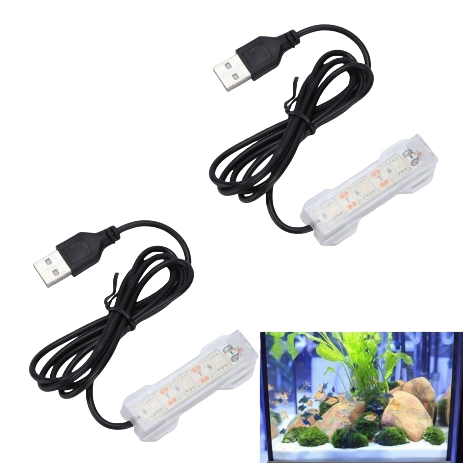 Rzcin 2Pcs Blue Light Small Aquarium Led Light