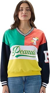 the souled store Official Peanuts: Baseball Women and Girls Long Sleeves V Neck Multicolor Graphic Printed Cotton Blend Oversized Sweatshirts-picture-28