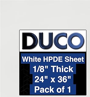 Duco Natural White HDPE Sheet- USA-Made 1/8 Inch Thick, 24" x 36" High-Density Polyethylene Plastic Sheet - D.I.Y. Cutting Board, Industrial Containers, Signs - HDPE Sheet 1/8" Thick (Pack of 1)