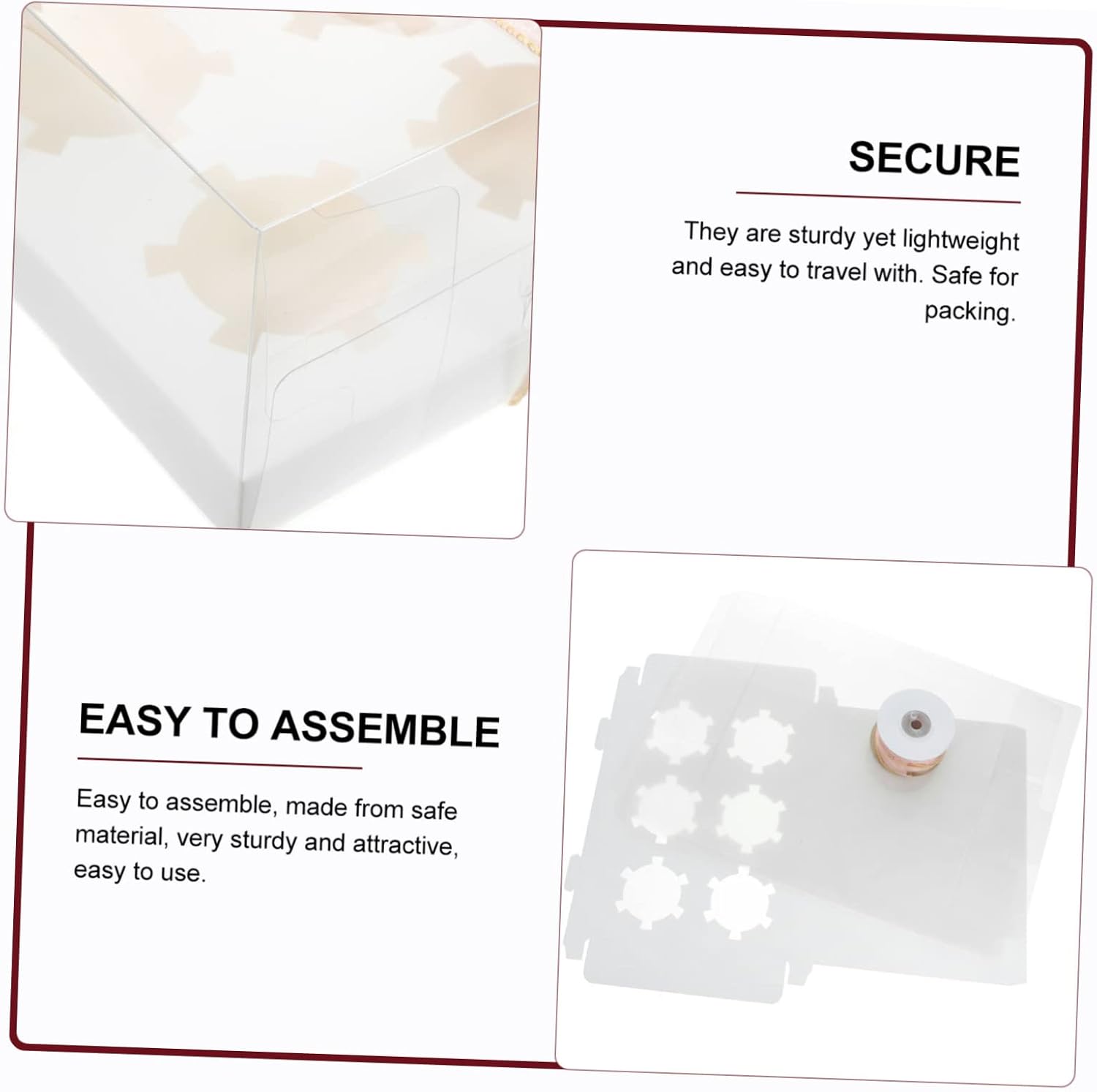 PRETYZOOM Cupcake Box 4pcs with 6 Hole Inserts Bakery Display image 3