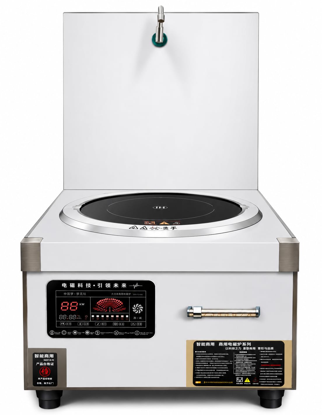 Commercial Induction Cooktop, Heavy-Duty Black Crystal Glass Panel, Stainless Steel Countertop Stove with Touch & Rotary Knob Control, Temperature Timer for Restaurant & Catering-image-29