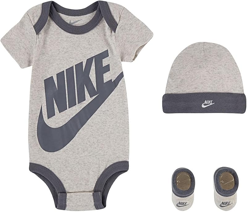 Conjunto de body, gorro y botines para bebé de 3 piezas (Marfil (LN0073-W67)/Gris, 0-6 meses)