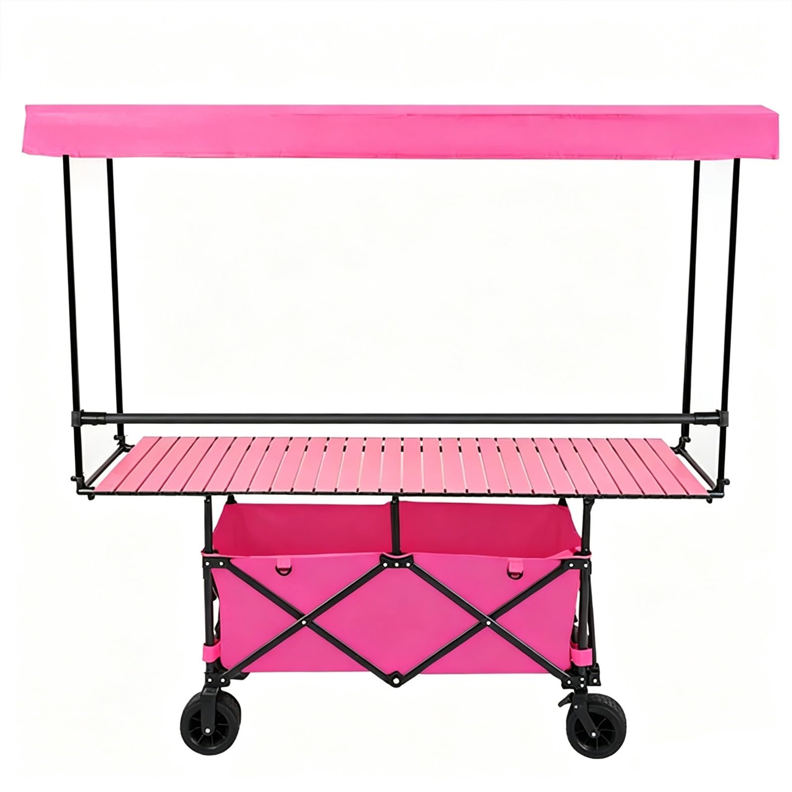 Tragbarer Snackwagen, Faltbarer Verkaufswagen aus Karbonstahl mit Überdachung für Partys, Märkte, Street Food, Pop-Up-Events - Ideal für Outdoor-Aktivitäten