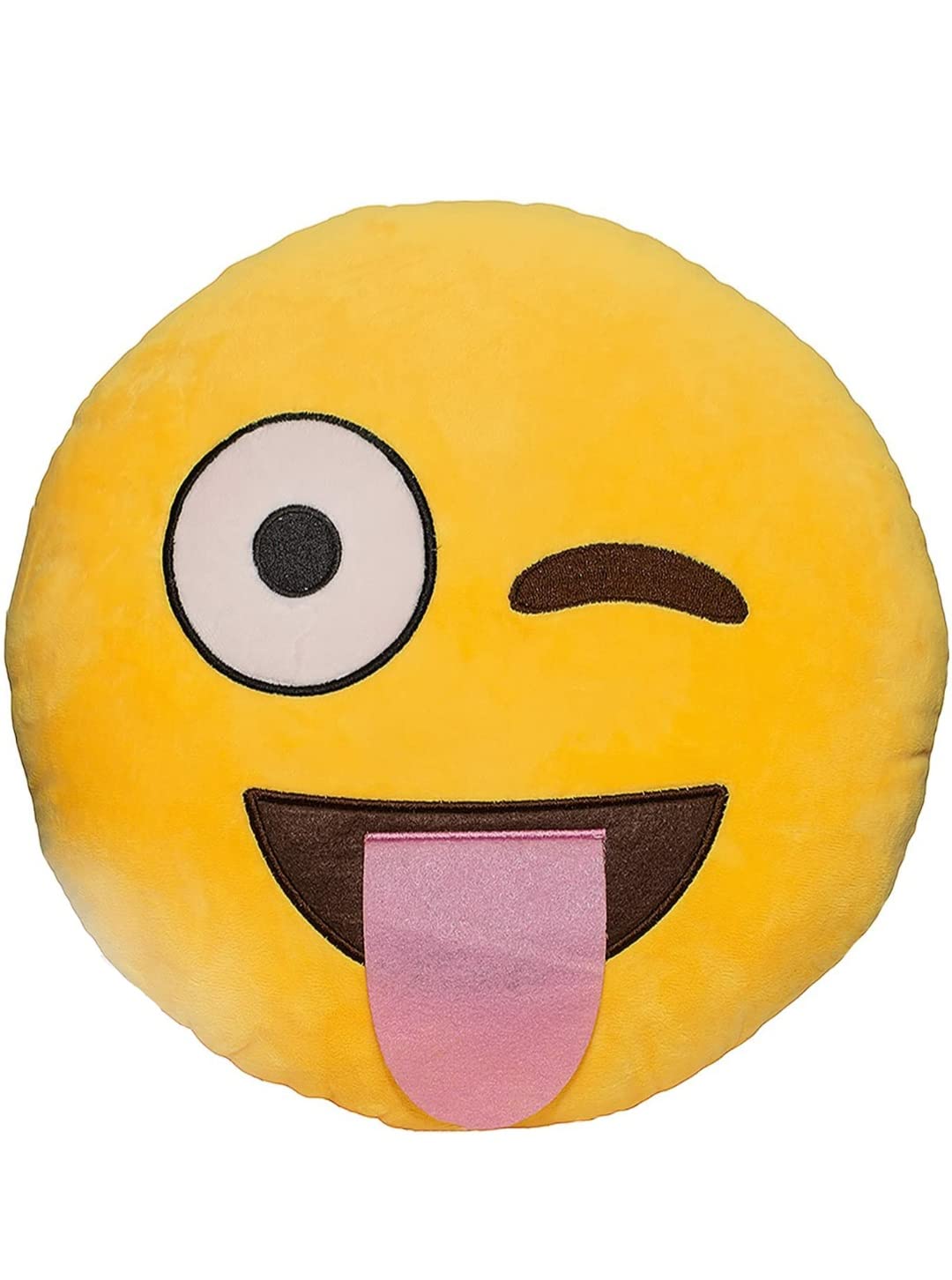 EvZ Emoji Tongue Face Emoticon Cushion Stuffed Plush Soft Pillow, Official Certified, 32cm Yellow