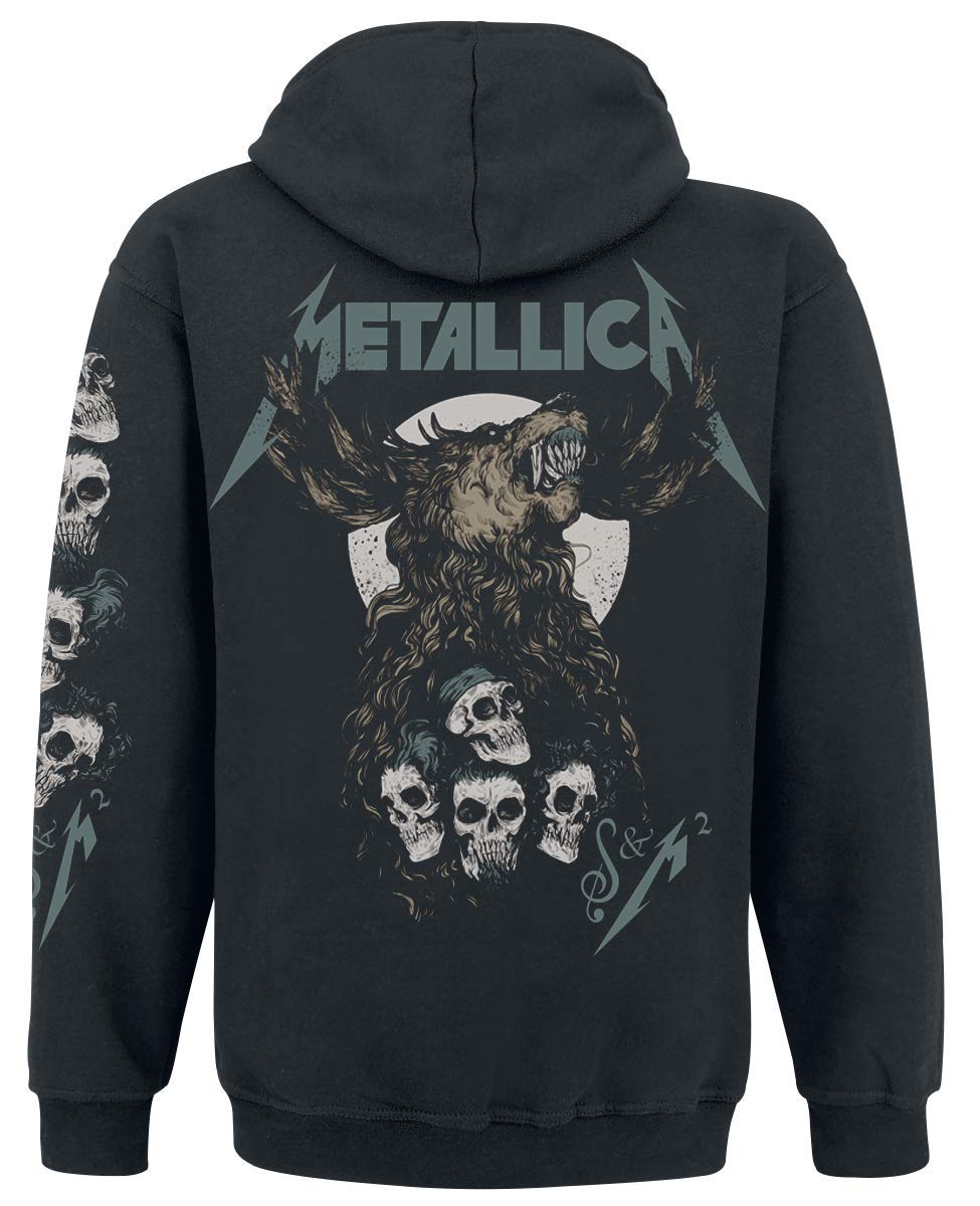 Générique Metallica S&M2 - Skull Homme Sweat-Shirt zippé à Capuche Noir