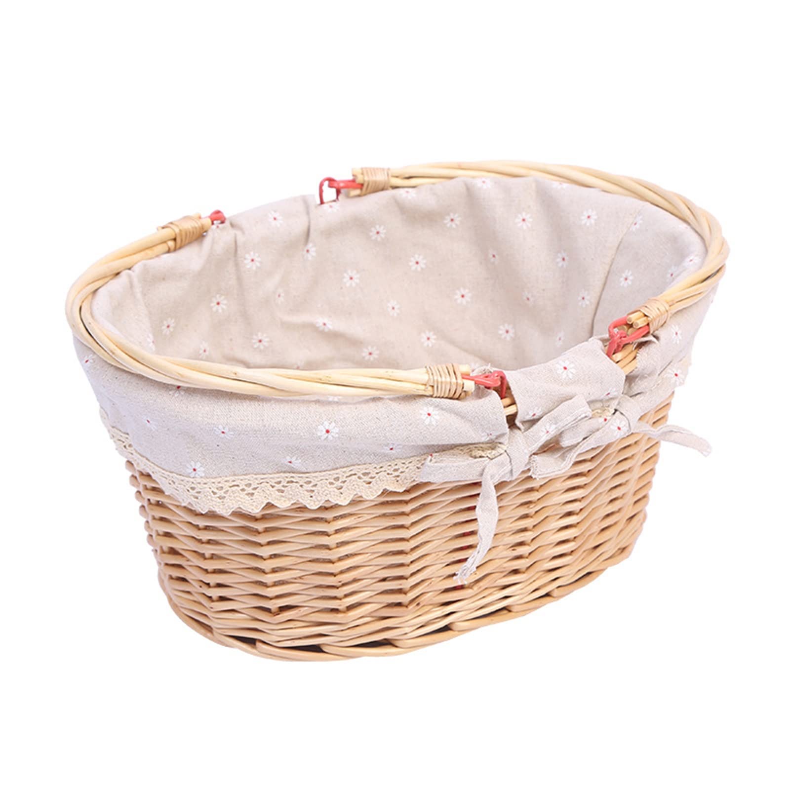Wicker Picnic Basket Outdoor Picnic Shopping Gift Vegetable Basket for Picnic Camping Outdoor(Oval)