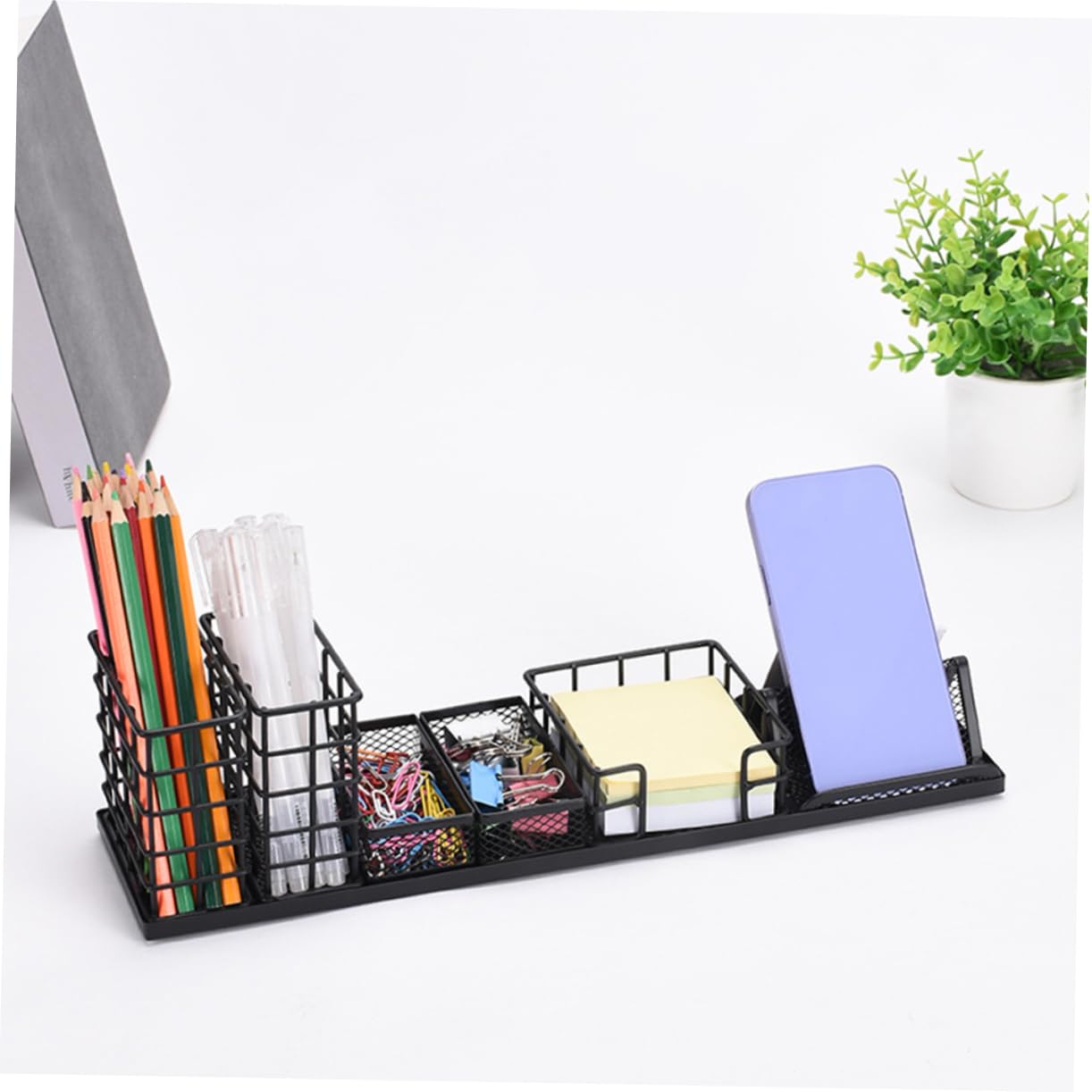 Uonlytech Porta Penne Da Scrivania in Ferro Multifunzionale Organizzatore Ufficio Scuola Con Scomparti Divisori Per Accessori Resistente e Sicuro