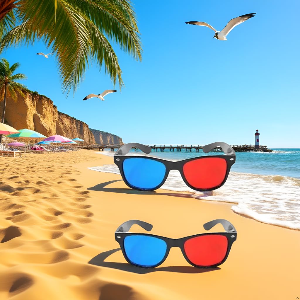 2 occhiali 3D universali rossi e blu per TV cinematografici, 3D, occhiali 3D, per videogiochi, per film 3D, occhiali 3D, design semplice e leggero, accessori per occhiali 3D