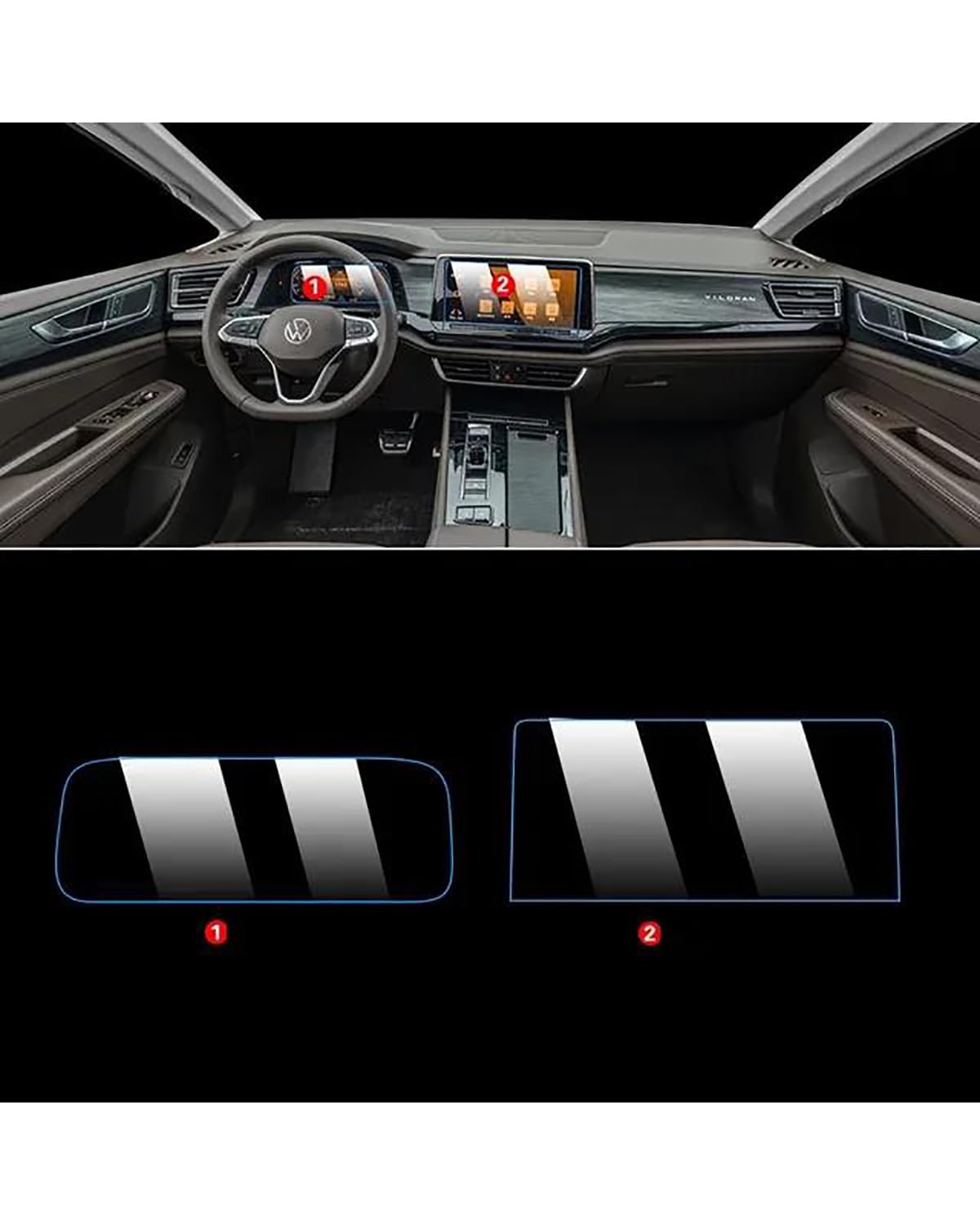 Protector de Pantalla de Cristal Templado para la Pantalla táctil del navegador y velocímetro de la Consola Central del Coche Viloran (2 Unidades de 10 Pulgadas).