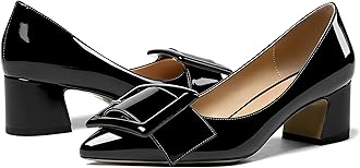 Eldof Pointed Toe Pumps,Classy 2 Inches Block Heel Chic Pumps, Confort Buckle Heel for Office Wedding Dress