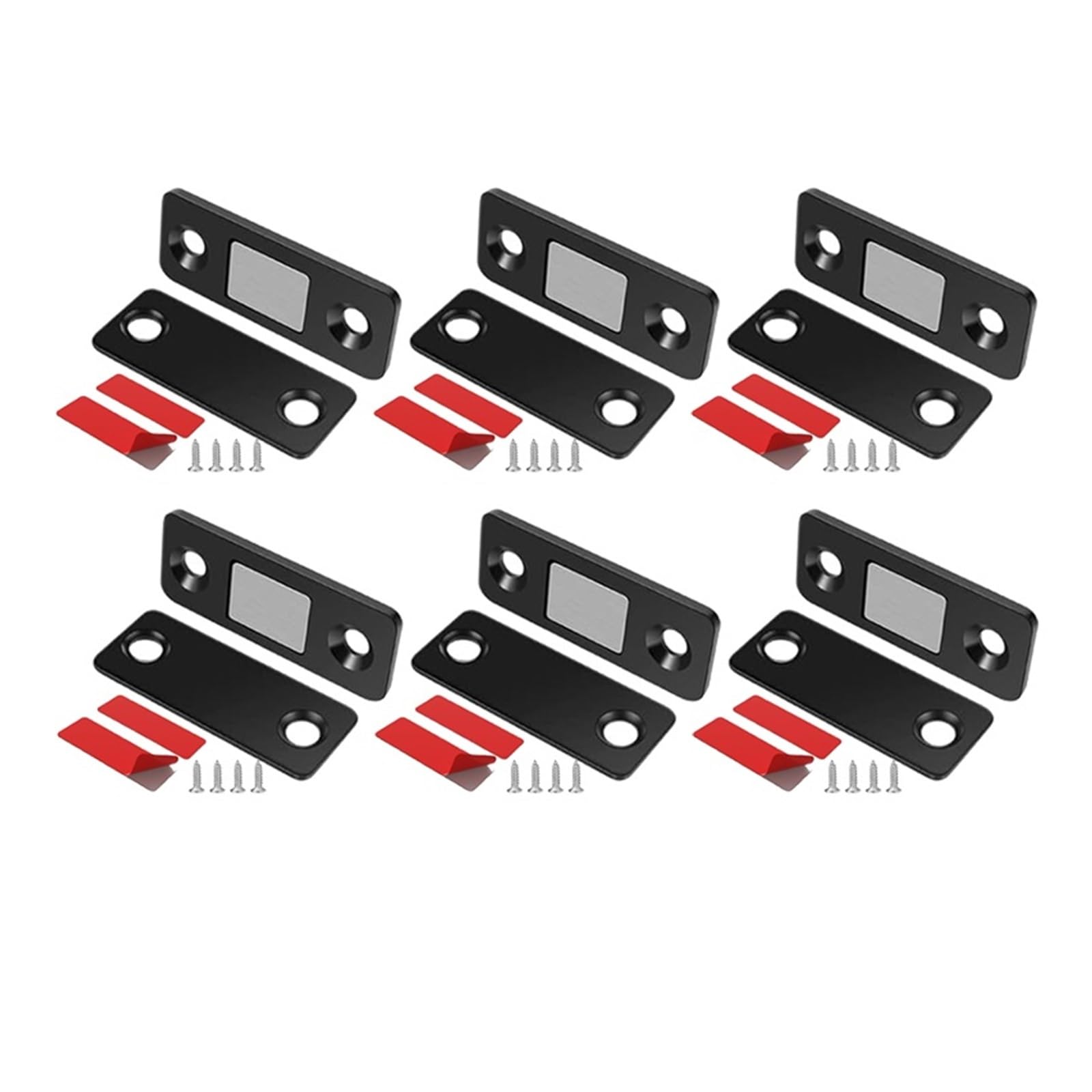 1-20 Juegos De Pestillos Magnéticos Ultrafinos For Puerta, Cierres Autoadhesivos For Gabinete, Cerrados For Armario Cocina, For Cajones, Imanes, Accesorios Hardware For Láminas(6 Set-Black)