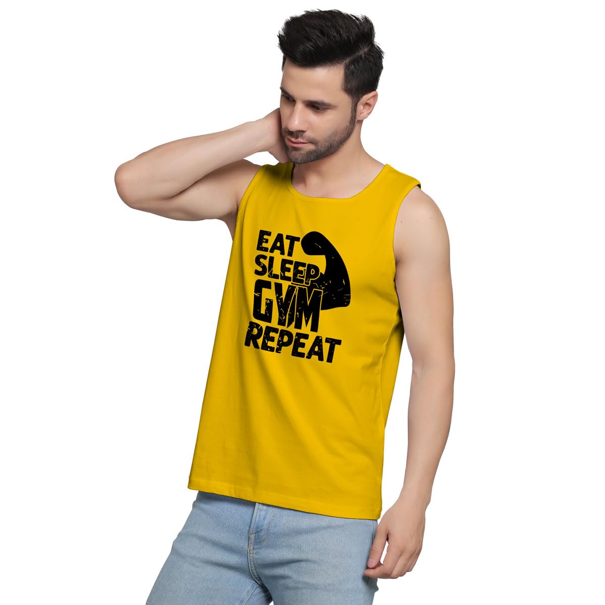 dab shark Gym REPEAT Gym Vest Printed Tank Top Bat Vests Mens Gymwear Sando Fabric 100% Cotton sleeveless Vest Sando_(DS-SDO-021)-picture-11