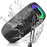 UrbanX X808 Bluetooth Speaker, IPX6 Waterproof Speakers 360° HD Surround Sound with Punchy Bass, True Wireless Pairing, BT5.3, Portable Speaker for iPhone/iPad - Black