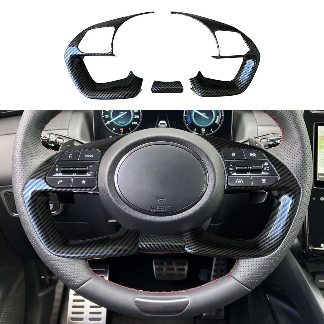 Buy ruihe Carbon Fiber Color Steering Wheel Cover Trim Fit for Hyundai
