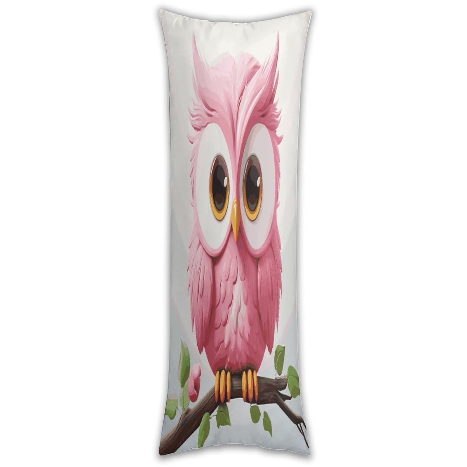 A Pink Owl Pillow Case Breathable Absorb Sweat Long Pillowcover Exquisite Unique Pillow Protector for All Seasons Hot Sleepers Body Pillowcase