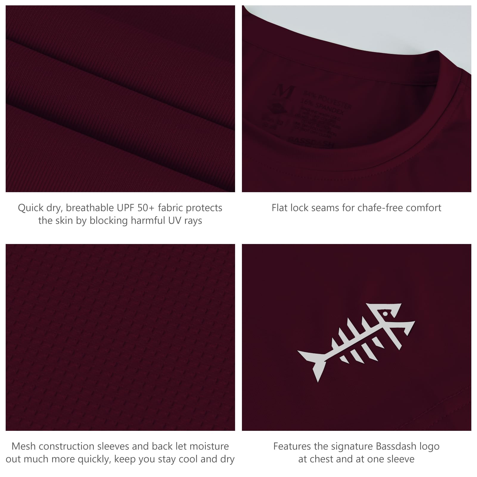 Bassdash - Maglietta da Uomo, con Protezione Solare UPF 50+, Maglietta a Maniche Corte da Pesca