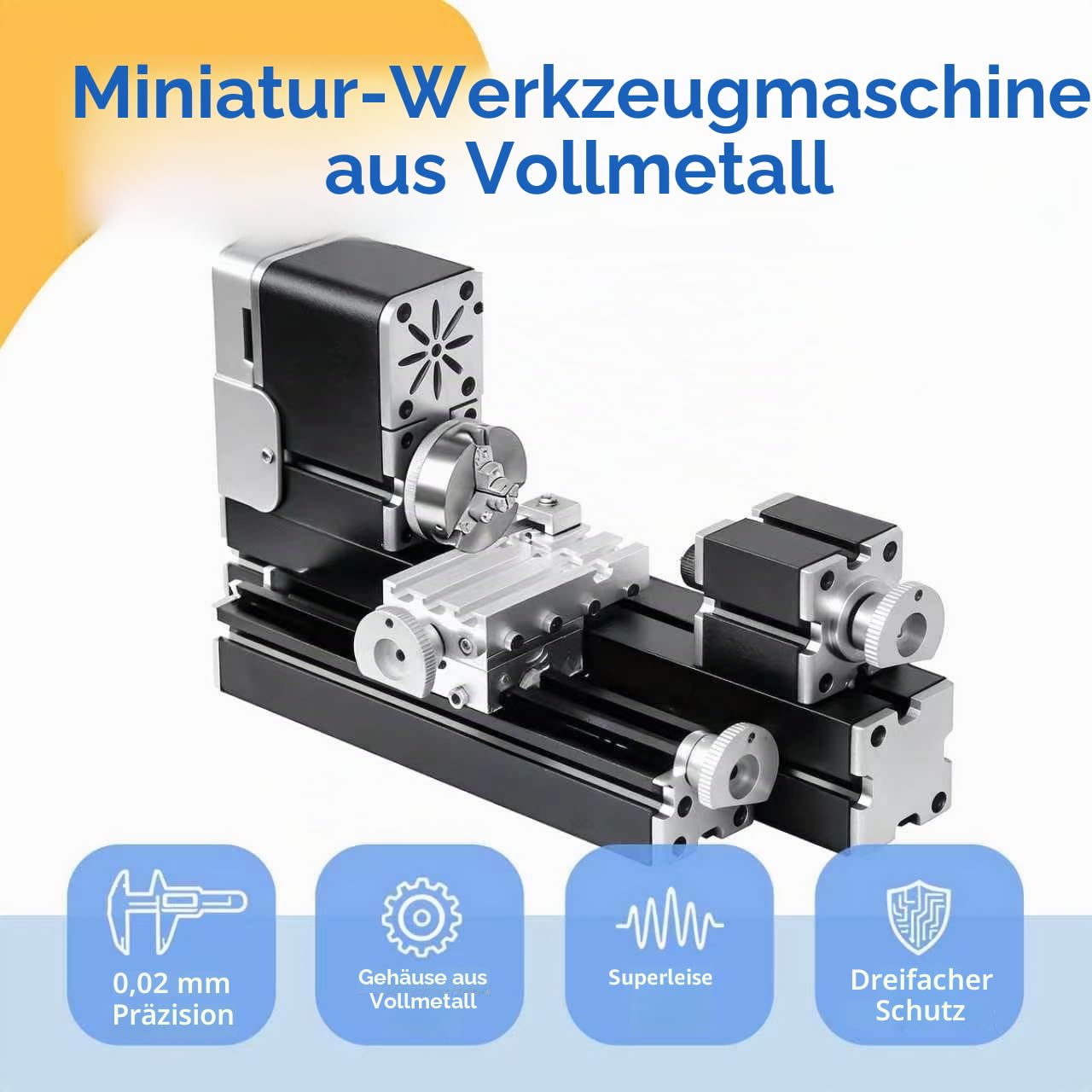 Vollmetall-Miniatur-Drehmaschine 36W 20000 U/min Didaktische Mini-Metall-Drehmaschine für Hobbyisten Holzbearbeitung Handwerk